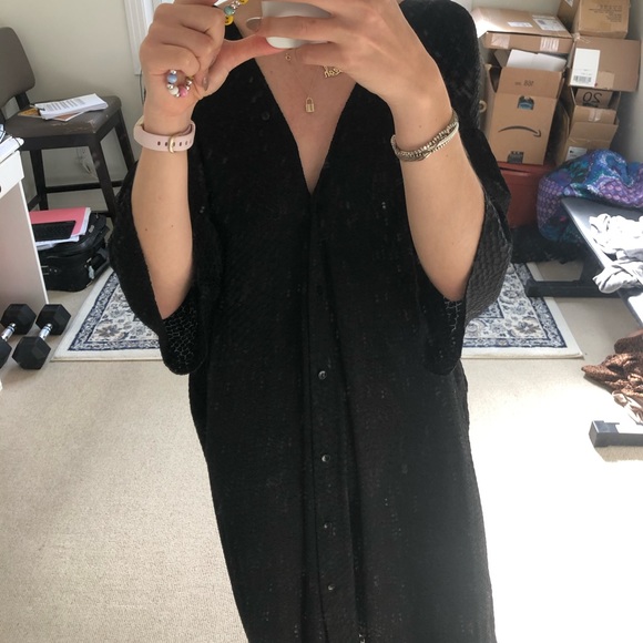 Black textured button down dress H&M - Picture 4 of 6